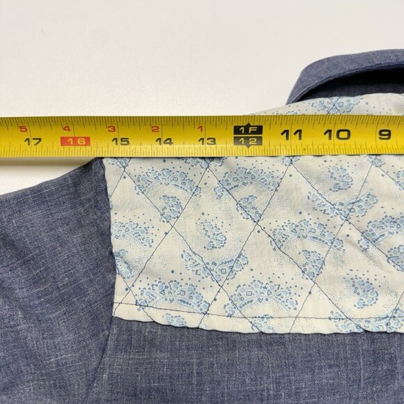 Vintage 70s Kmart Permanent Press Button Up Shirt Womens 18x23 Blue - Picture 12 of 13